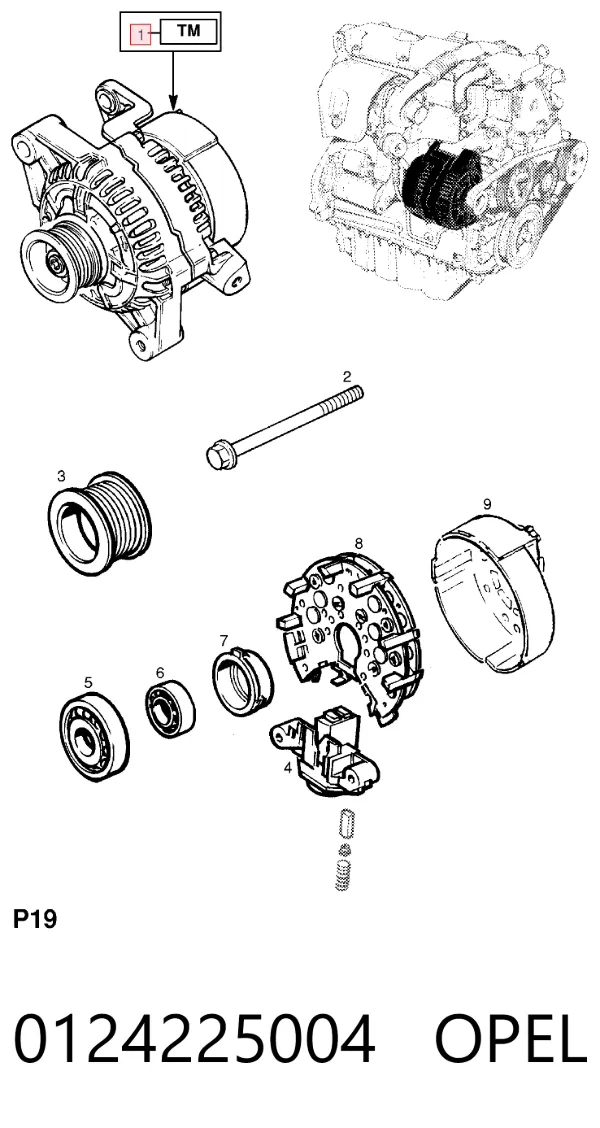 Gerador 0124225004 Opel