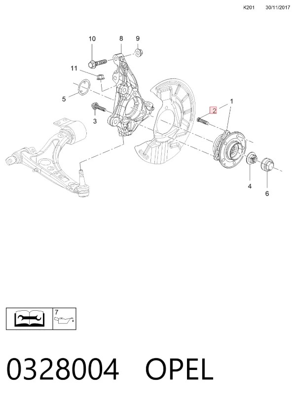 Parafuso de cubo 0328004 Opel
