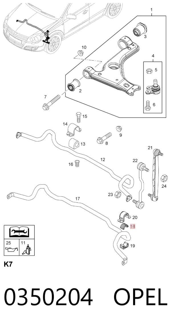 Bucha superior de estabilizador dianteiro 0350204 Opel