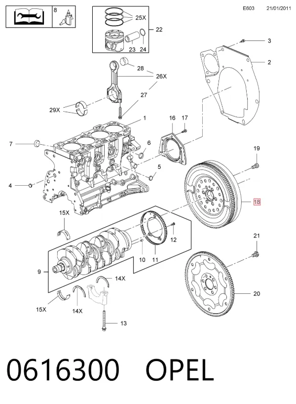 Volante de motor 0616300 Opel