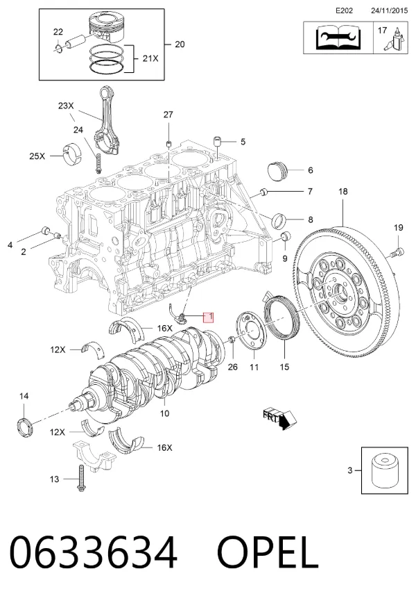 Injetor de óleo 0633634 Opel
