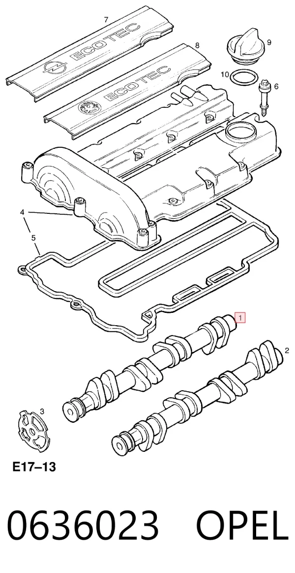 Árvore distribuidora de motor de admissão 0636023 Opel