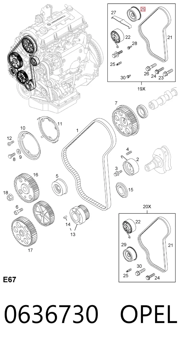 Rolo parasita da correia do mecanismo de distribuição de gás 0636730 Opel