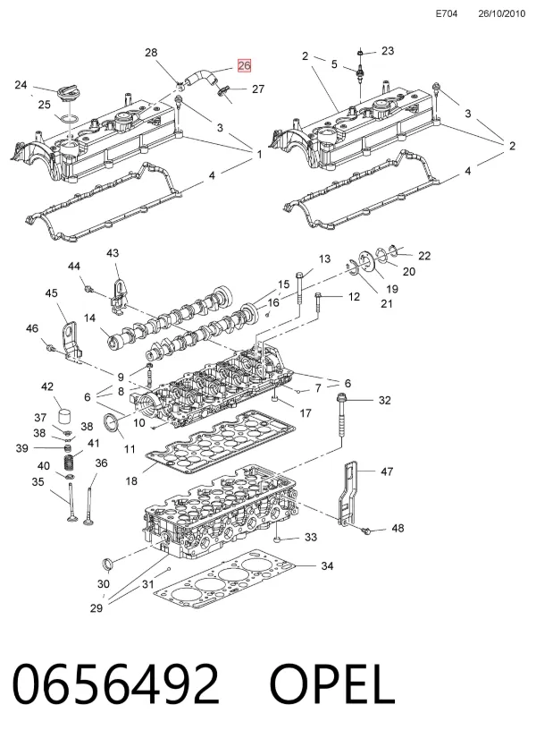 Cano derivado de ventilação de cárter (de separador de óleo) 0656492 Opel