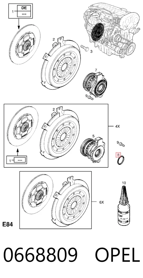 Kit de reparação do cilindro de trabalho de embraiagem 0668809 Opel