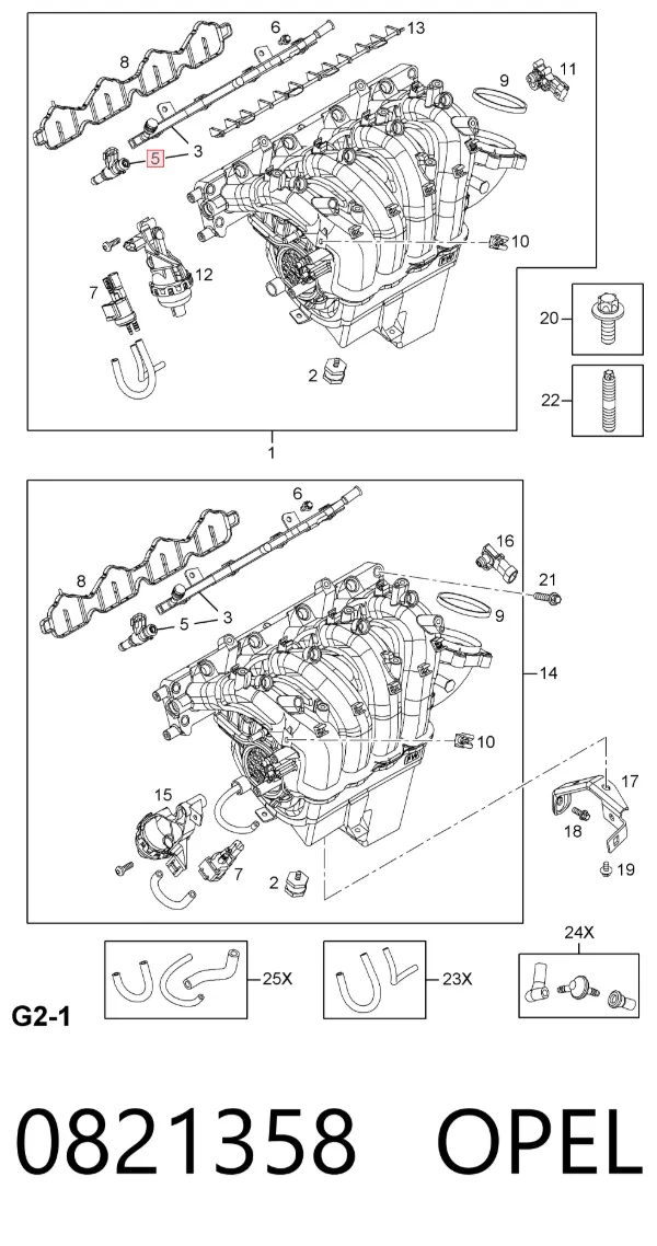 Injetor de injeção de combustível 0821358 Opel