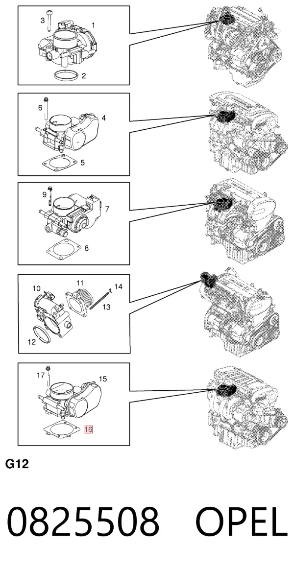Vedante da válvula de borboleta 0825508 Opel