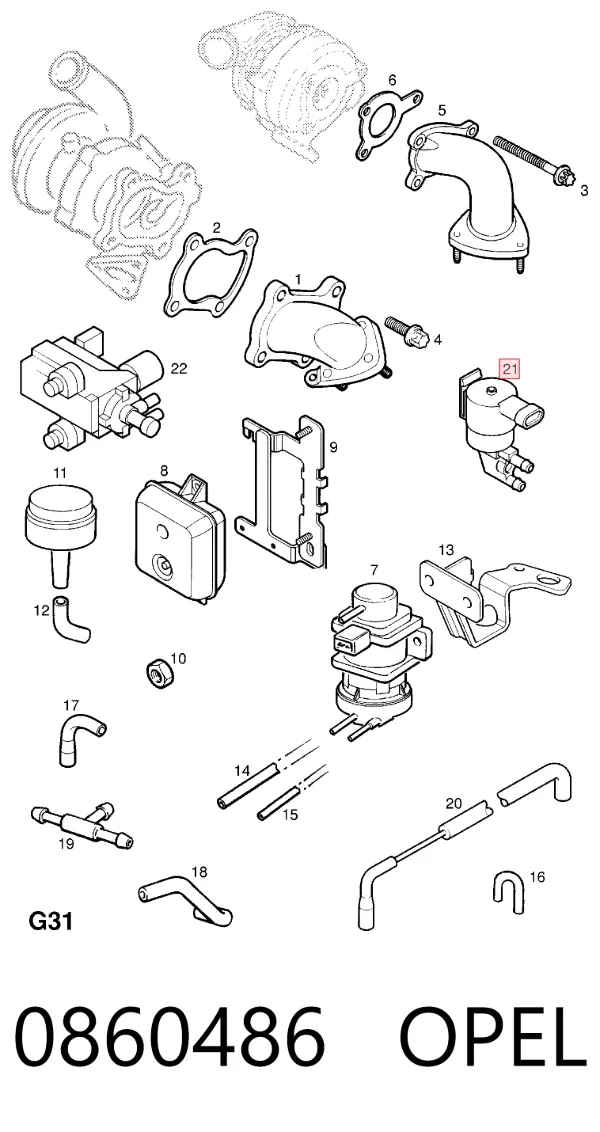 Convertidor de pressão (solenoide) de supercompressão 0860486 Opel