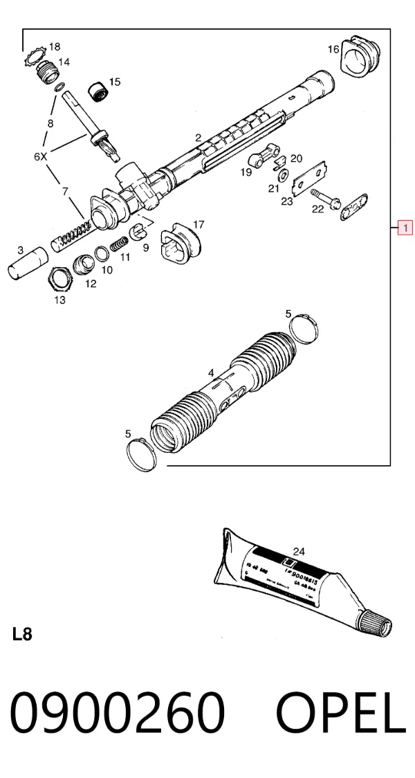 Cremalheira da direção 0900260 Opel
