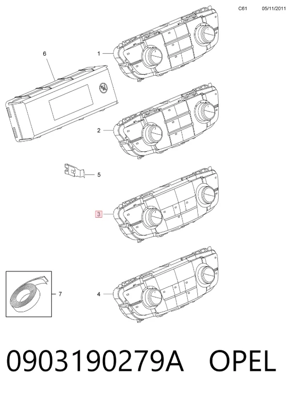 Unidade de controlo dos modos de aquecimento/condicionamento Opel Insignia A