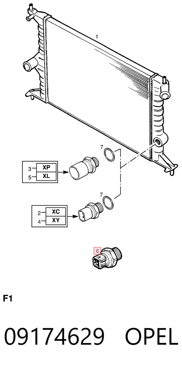 Sensor de temperatura do fluido de esfriamento (de ativação de ventilador do radiador) 09174629 Opel