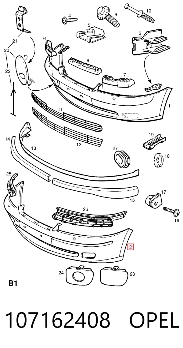 Pára-choque dianteiro 107162408 Opel