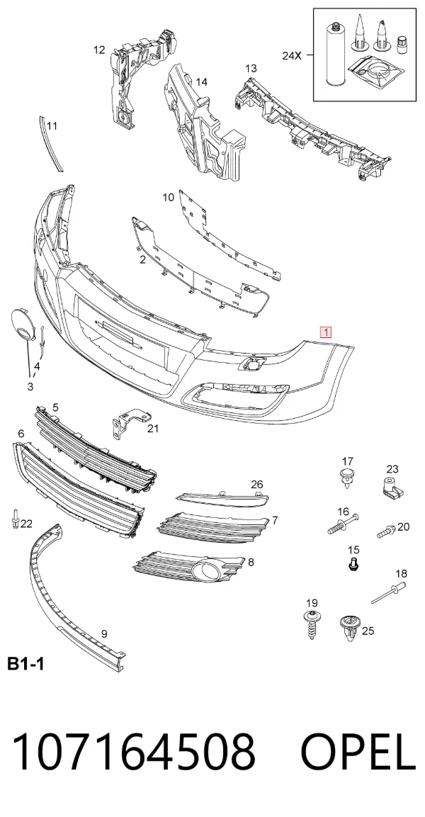 Pára-choque dianteiro 107164508 Opel