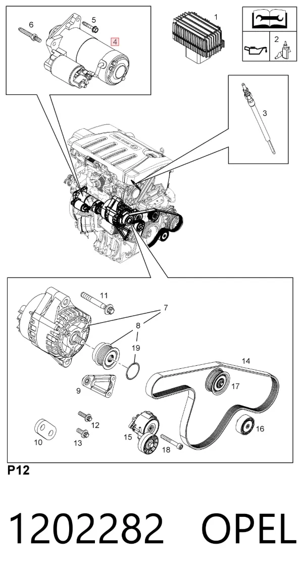 Motor de arranco 1202282 Opel