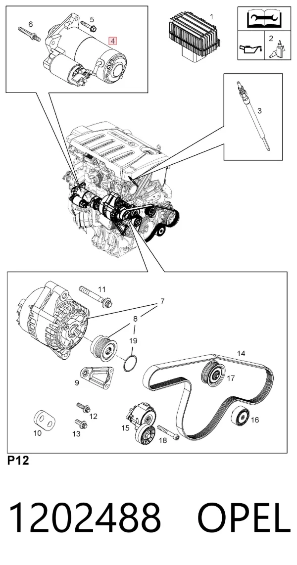 Motor de arranco 1202488 Opel