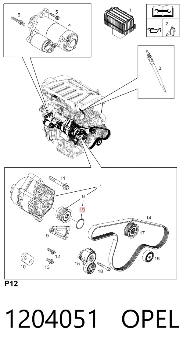 Gerador 1204051 Opel