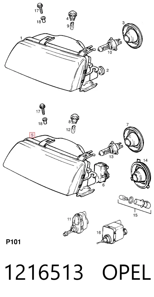 Luz esquerda 1216513 Opel