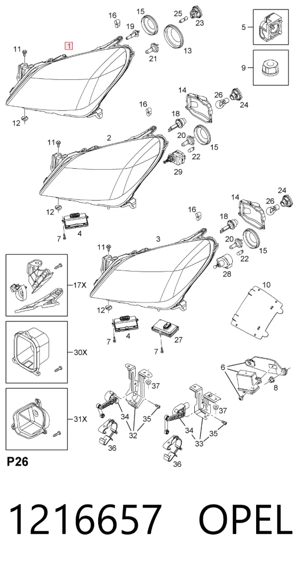 Luz esquerda 1216657 Opel