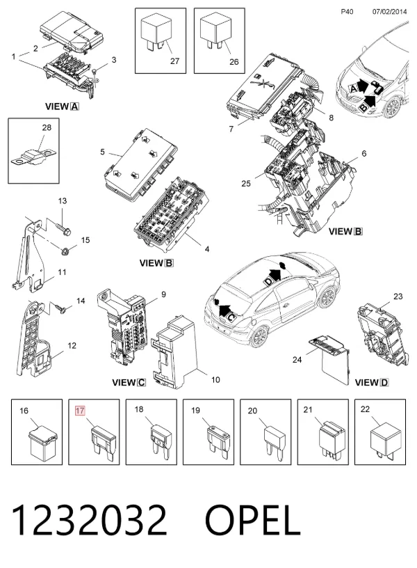 Dispositivo de segurança 1232032 Opel
