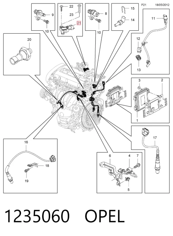 Sensor de pressão no coletor de admissão, MAP 1235060 Opel