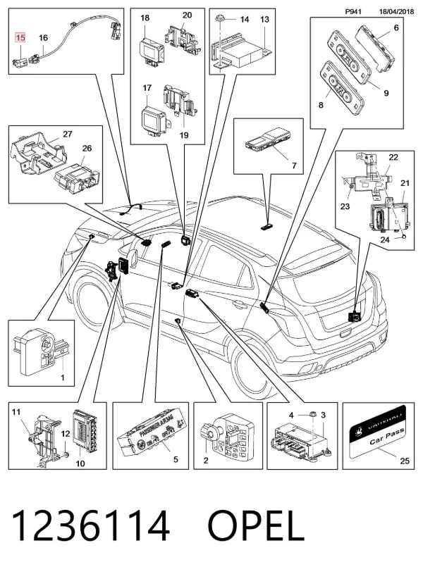 Sensor de temperatura do meio ambiente 1236114 Opel