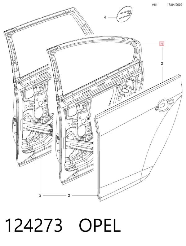 Porta traseira esquerda 124273 Opel