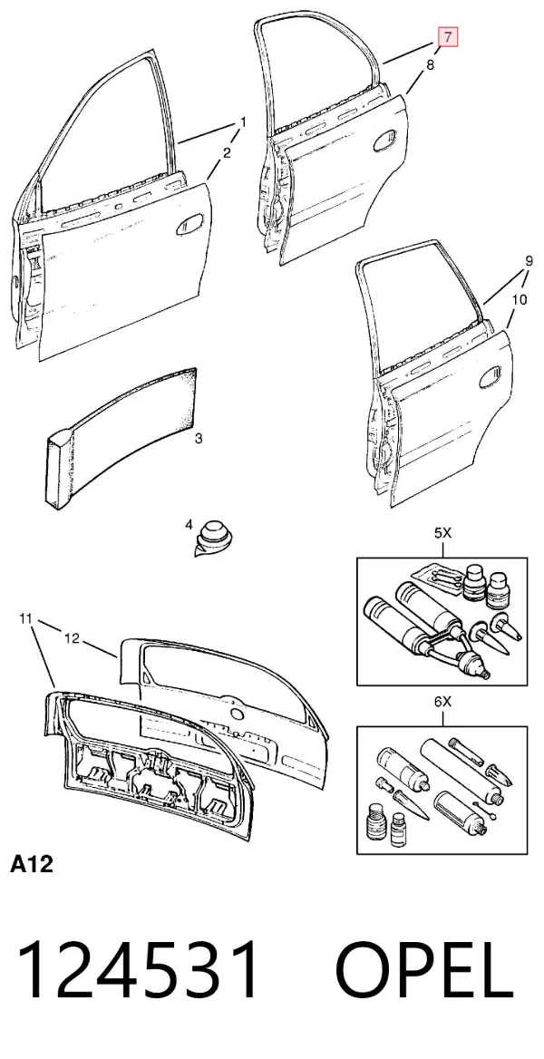 Porta traseira direita 124531 Opel
