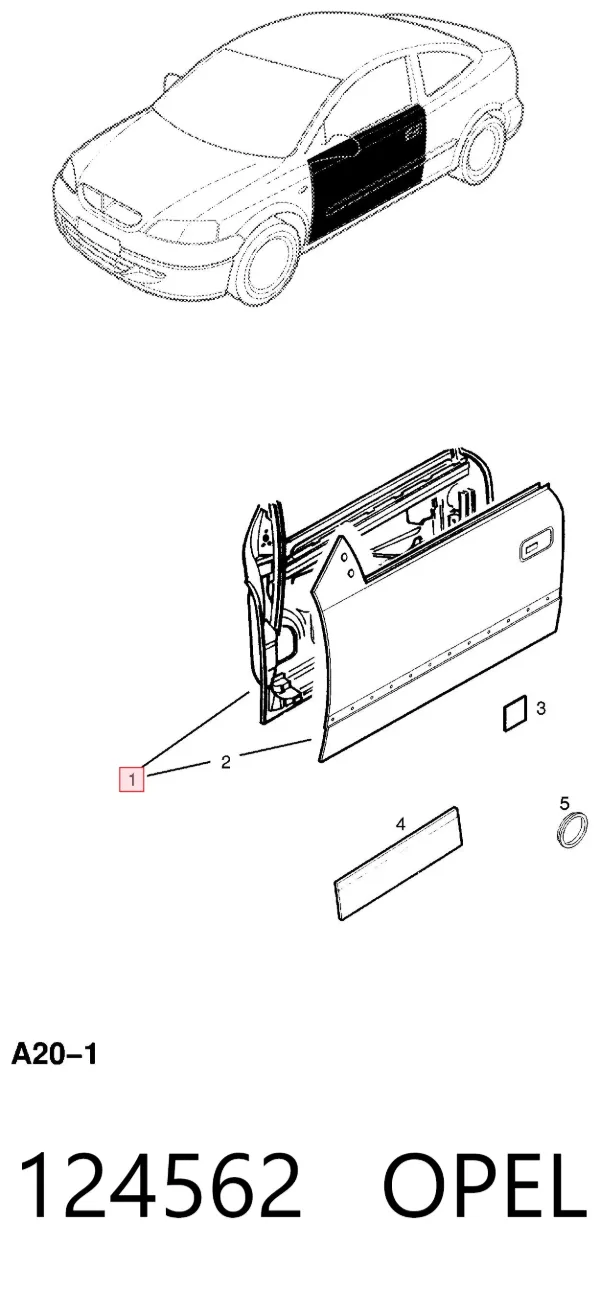 Porta dianteira direita 124562 Opel