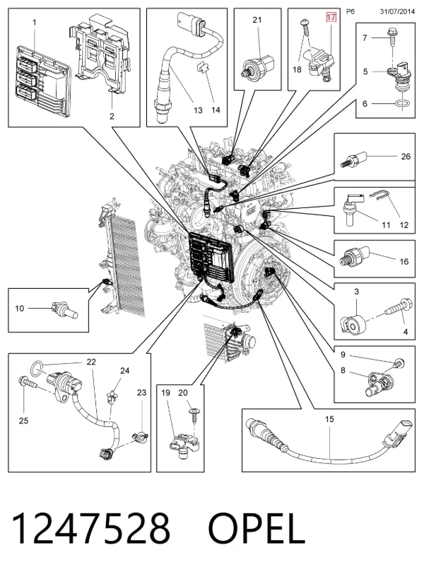 Sensor de pressão no coletor de admissão, MAP 1247528 Opel