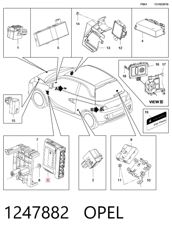 Unidade de conforto 1247882 Opel
