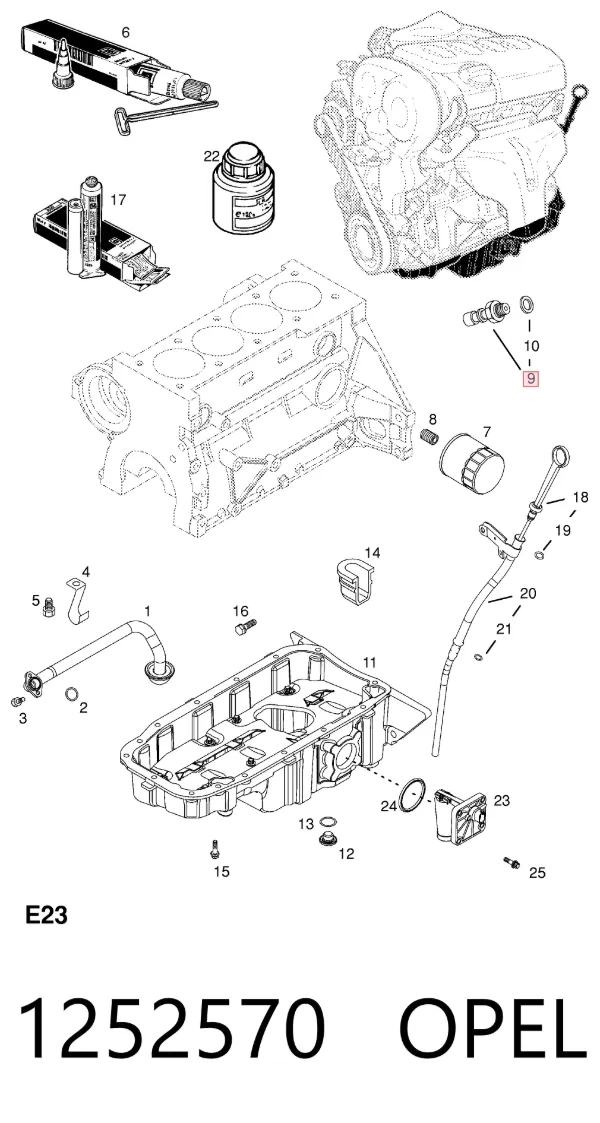 Sensor de pressão de óleo 1252570 Opel