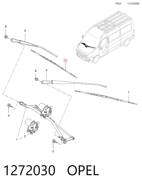 Elástico da escova de limpador pára-brisas de condutor 1272030 Opel