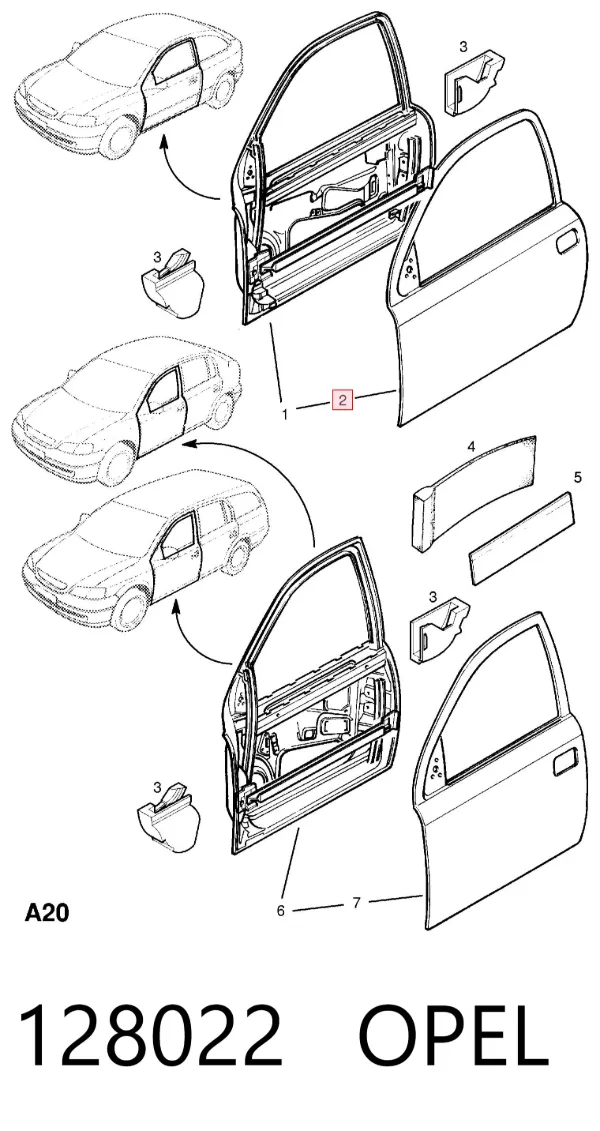 Porta dianteira esquerda 128022 Opel