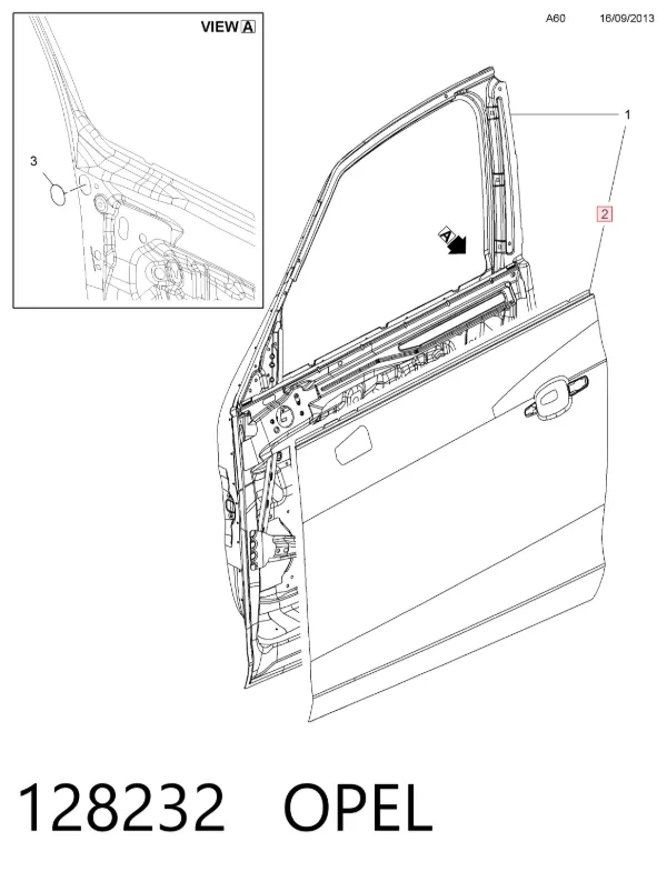 Porta dianteira direita 128232 Opel
