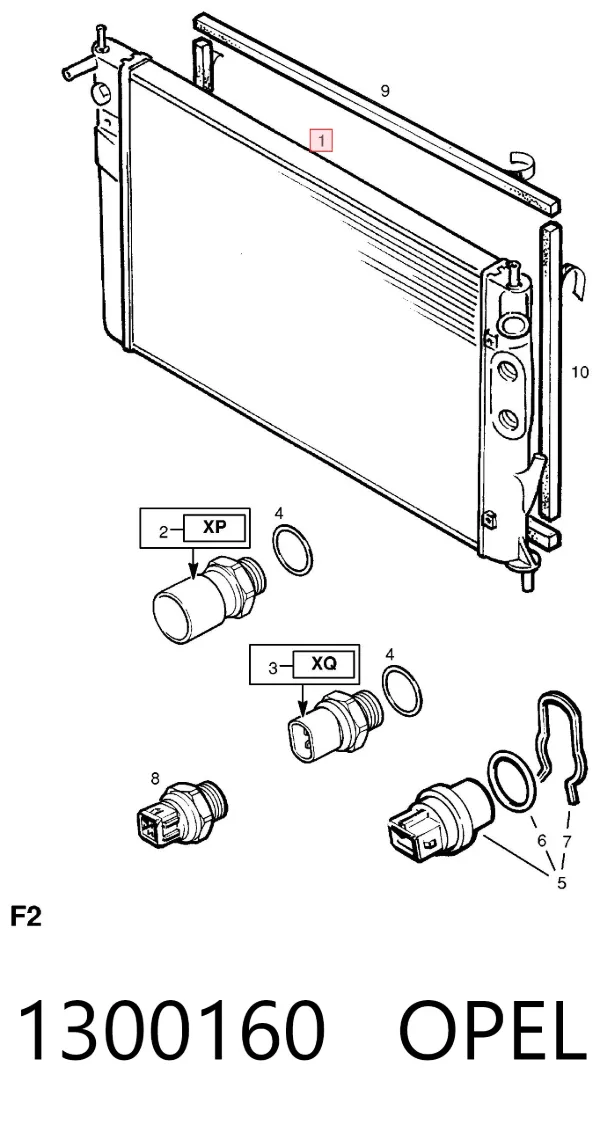 Radiador de esfriamento de motor 1300160 Opel
