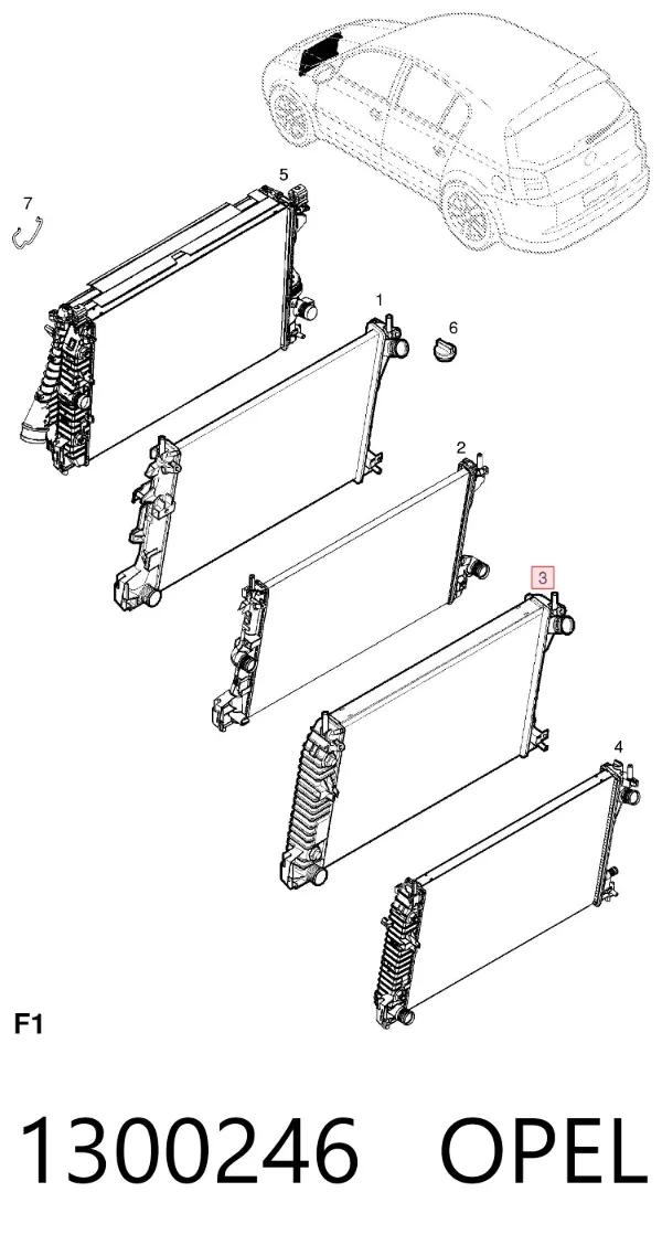 Radiador de esfriamento de motor 1300246 Opel