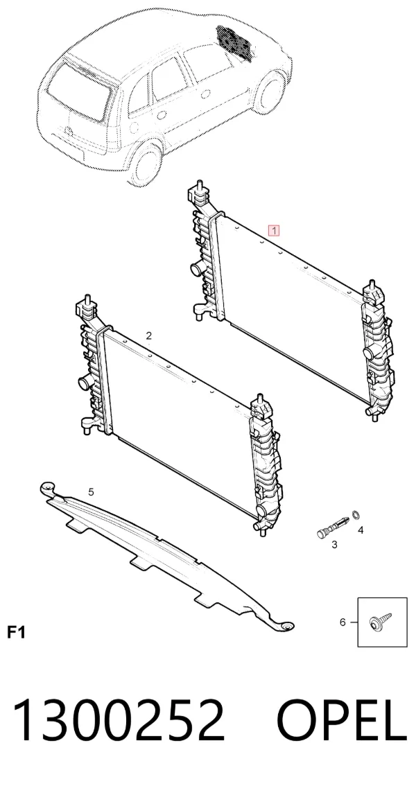Radiador de esfriamento de motor 1300252 Opel