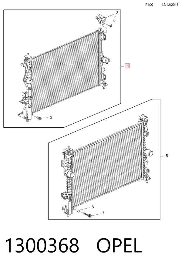Radiador de esfriamento de motor 1300368 Opel