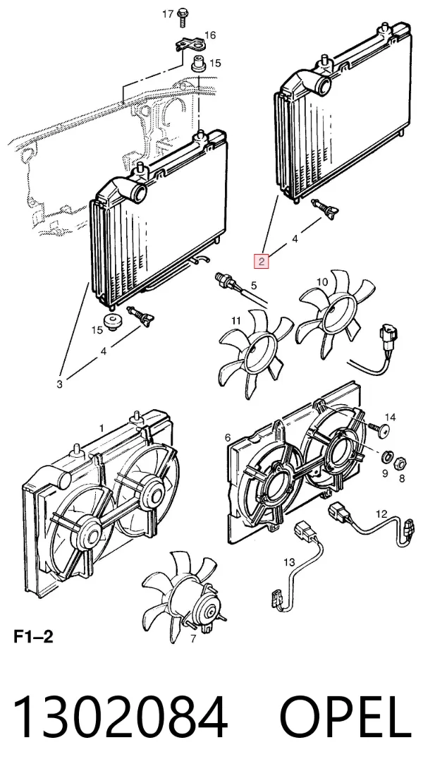 Radiador de esfriamento de motor 1302084 Opel