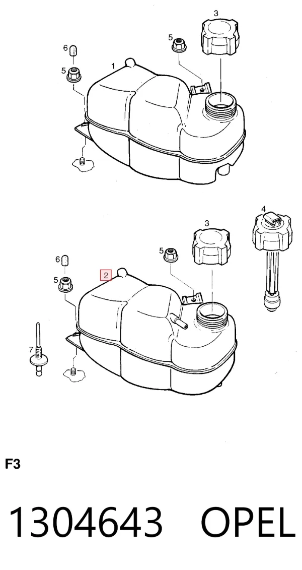 Tanque de expansão do sistema de esfriamento 1304643 Opel