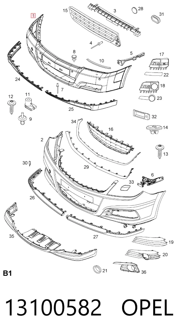 Pára-choque dianteiro 13100582 Opel