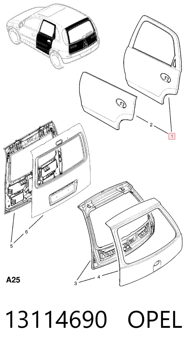 Porta traseira esquerda 13114690 Opel