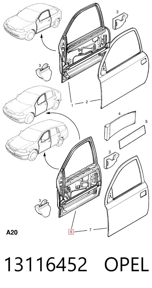 Porta dianteira direita 13116452 Opel