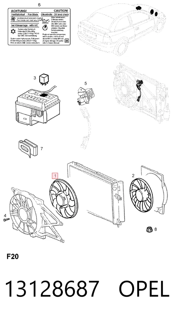Motor de ventilador do sistema de esfriamento 13128687 Opel