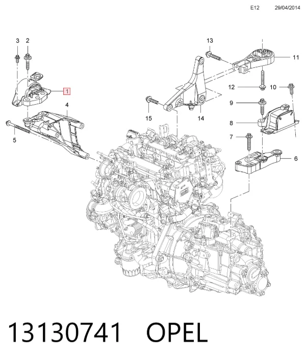 Coxim (suporte) direito de motor 13130741 Opel