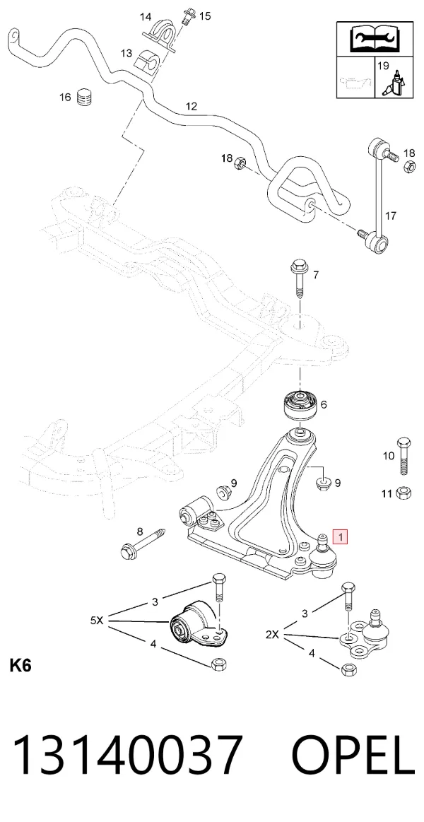 Braço oscilante inferior esquerdo de suspensão dianteira 13140037 Opel