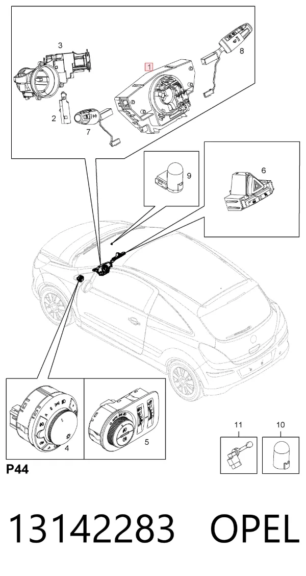 Anel AIRBAG de contato, cabo plano do volante 13142283 Opel