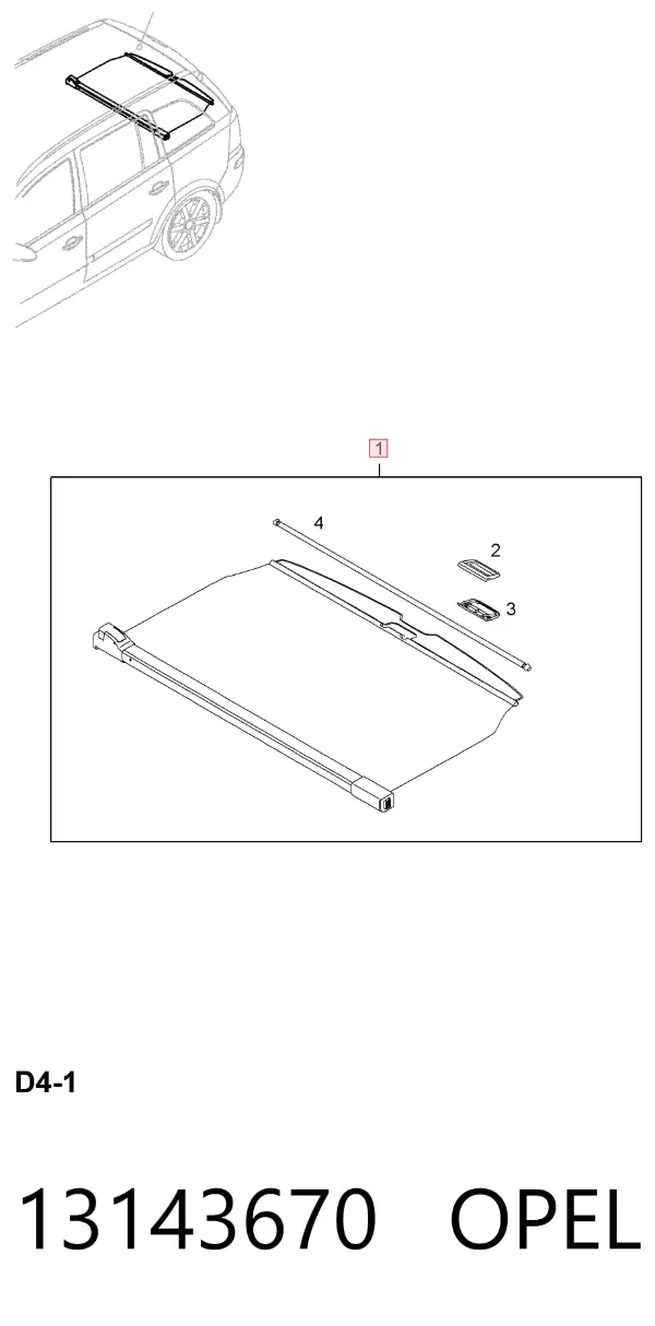 Estore da seção de bagagem 13143670 Opel