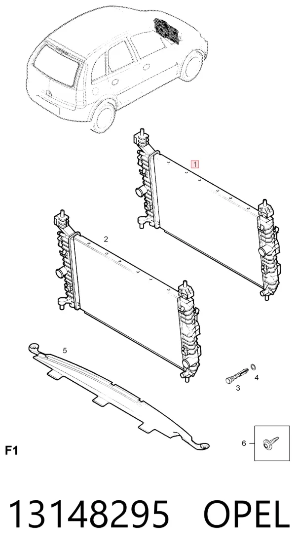Radiador de esfriamento de motor 13148295 Opel