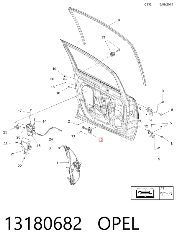 Limitador dianteiro de abertura de porta 13180682 Opel